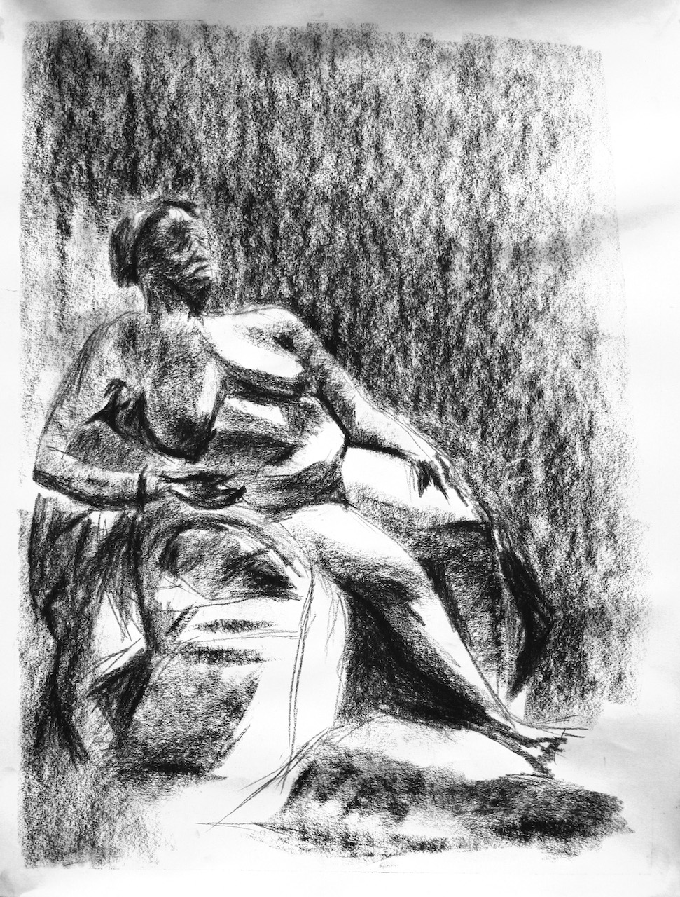 Figure drawing in charcoal