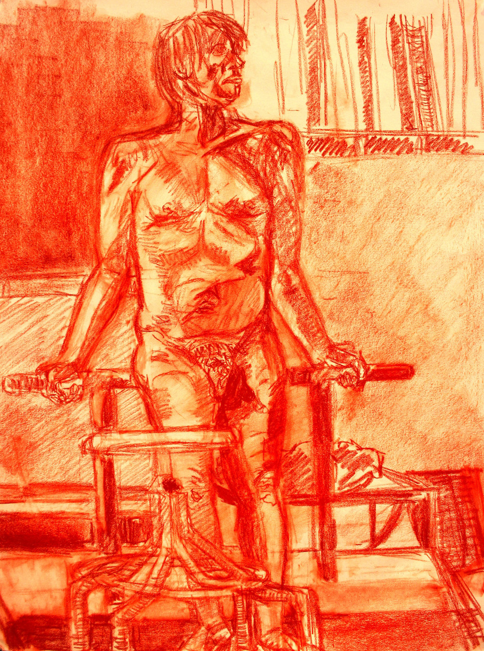 Figure drawing in conte