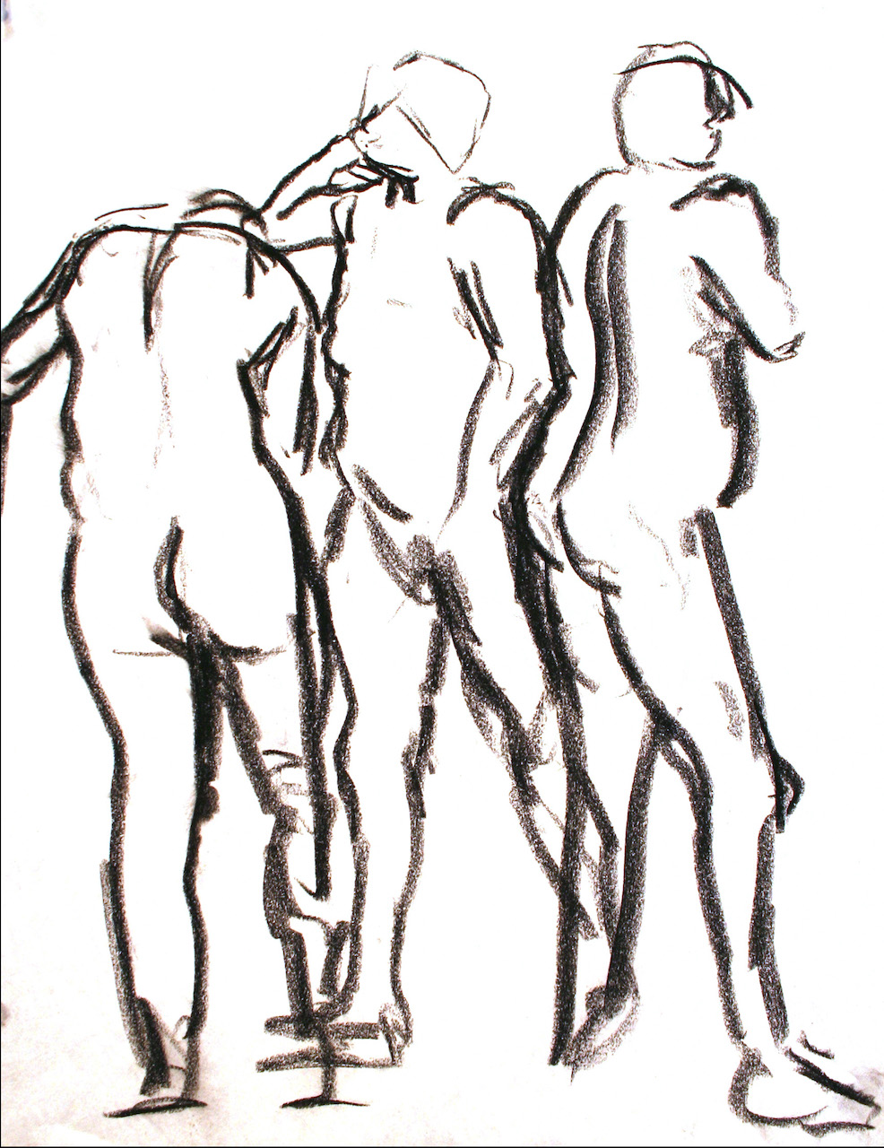 Gesture drawing in charcoal